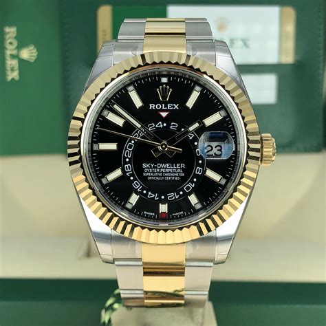 rolex sky dweller black dial two tone|Rolex Sky-Dweller steel price.